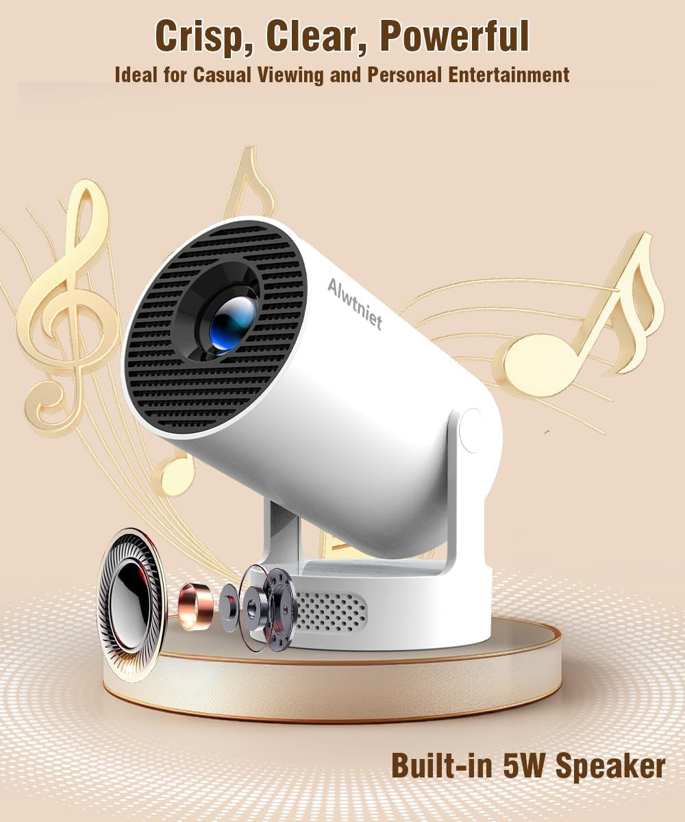 Mini Projector with Wifi 6 and Bluetooth5.4, Portable Projector 4K Support, Android 14 Smart Proyector with 200ASIN & Auto Keystone,  Hy300Pro+ Small Proyector for Bedroom, Movie, Outdoor