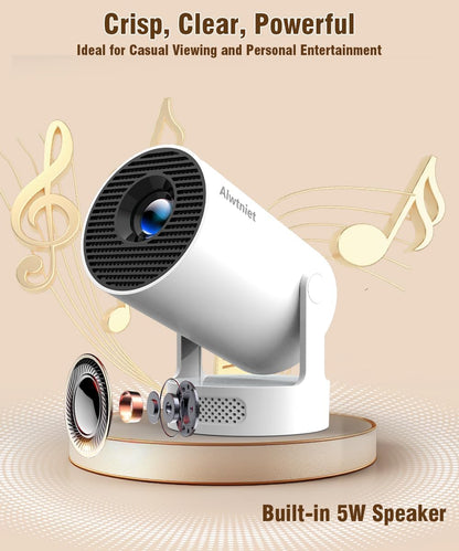 Mini Projector with Wifi 6 and Bluetooth5.4, Portable Projector 4K Support, Android 14 Smart Proyector with 200ASIN & Auto Keystone,  Hy300Pro+ Small Proyector for Bedroom, Movie, Outdoor