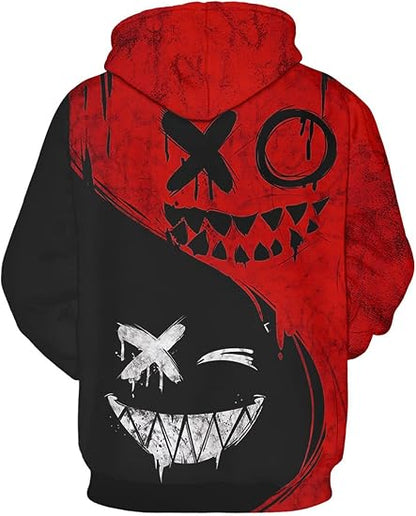 Red & Black Graphic Unisex Pullover Hoodie