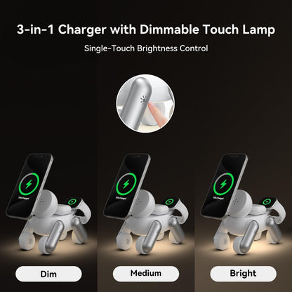 3 in 1 Charging Station for Apple Devices, Magnetic Wireless Fast Charger Stand Compatible with Magsafe for Iphone 17/16/15/14/13/12/Air Series, Apple Watch & Airpods