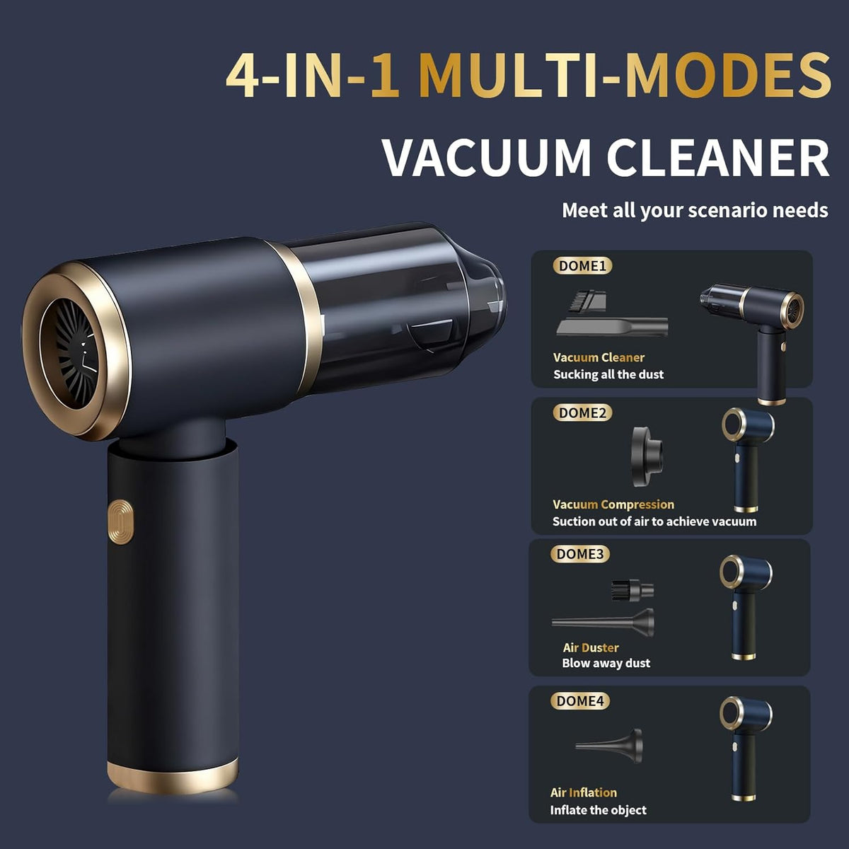 4 in 1 Cordless Handheld Car Vacuum, 15000PA Portable Mini Vacuum Cleaner