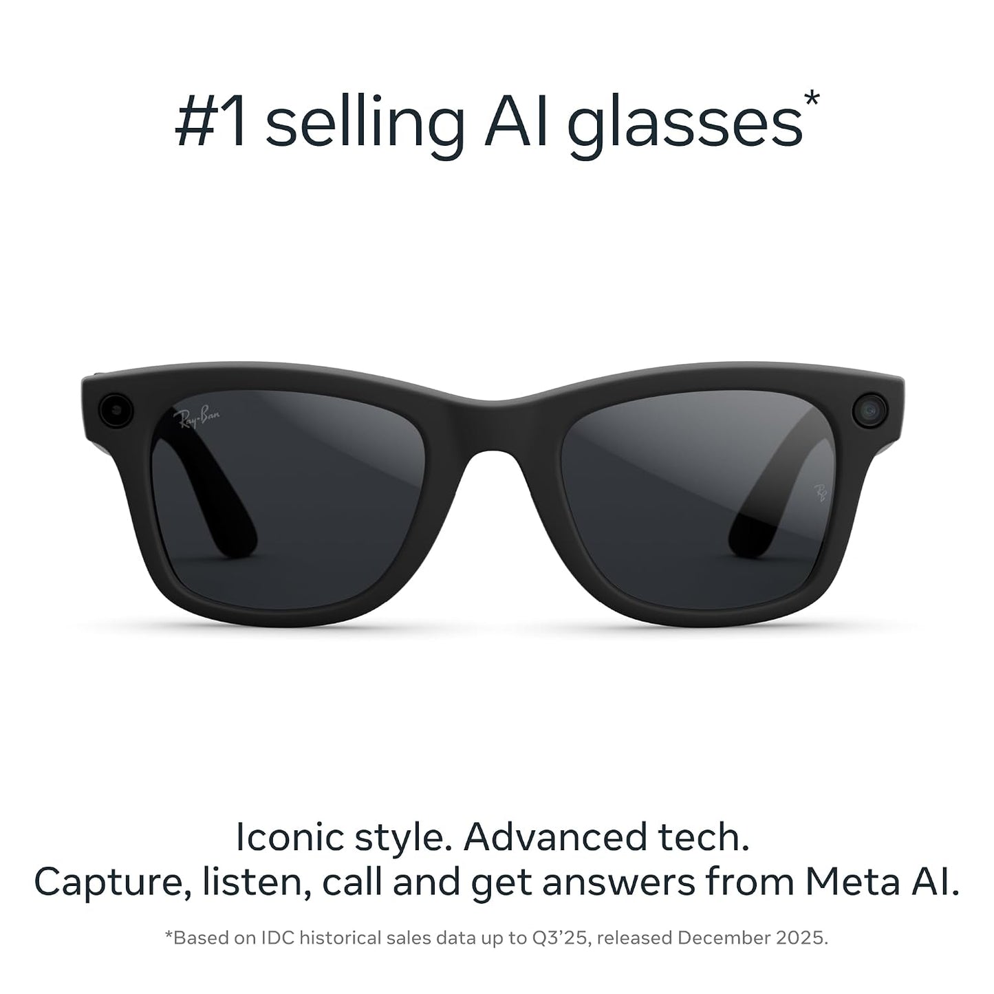 Meta Ray-Ban (Gen 2) Wayfarer Large Smart AI Glasses, Black, Transitions®