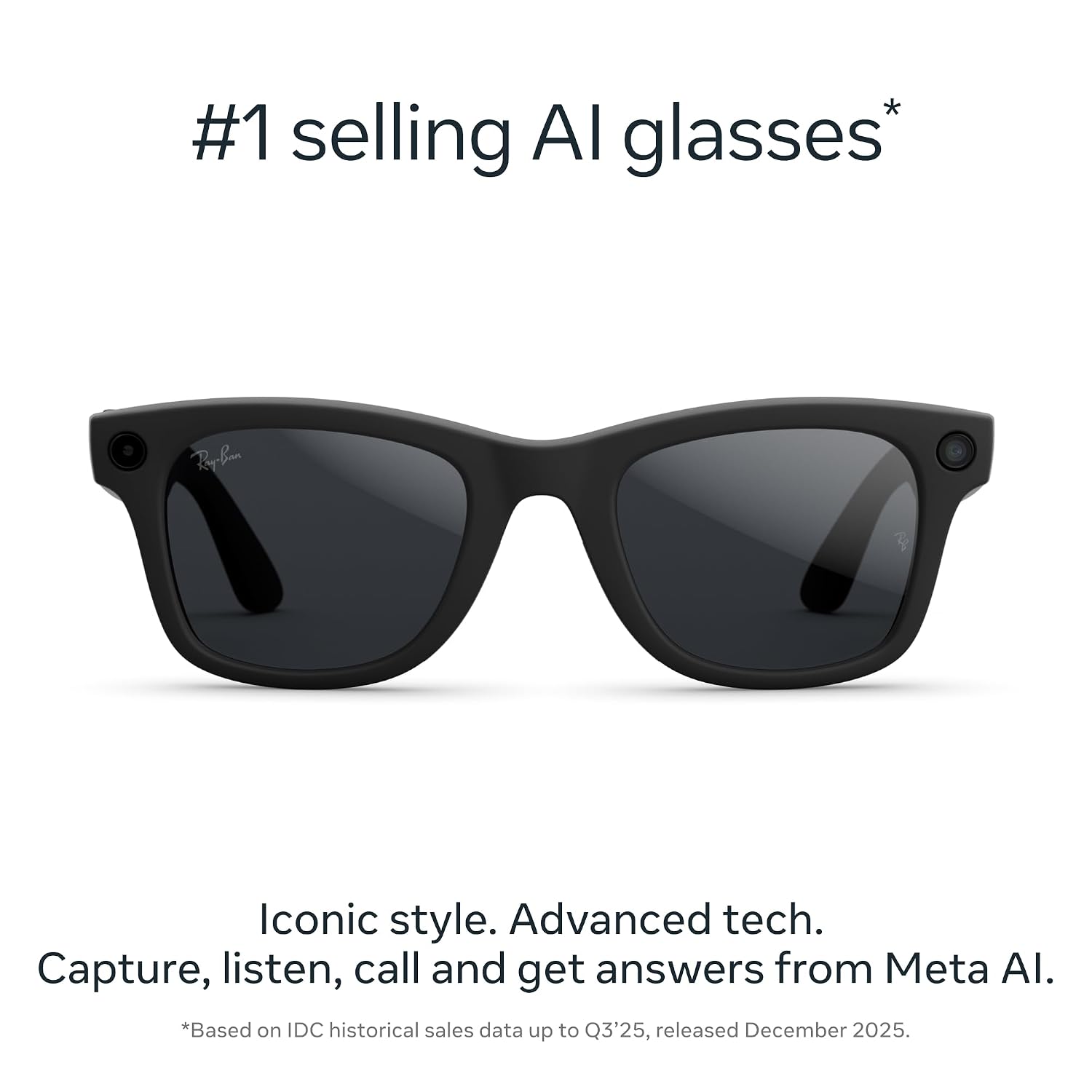 Meta Ray-Ban (Gen 2) Wayfarer Large Smart AI Glasses, Black, Transitions®
