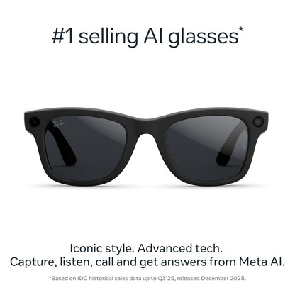 Meta Ray-Ban (Gen 2) Wayfarer Large Smart AI Glasses, Black, Transitions®