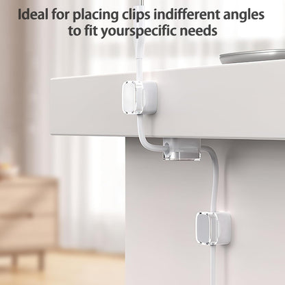 Magnetic cable clips preventing cords from falling behind a desk