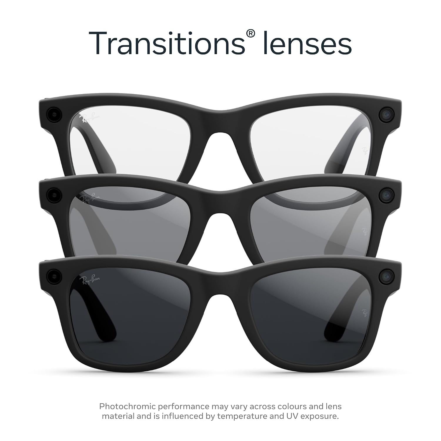 Meta Ray-Ban (Gen 2) Wayfarer Large Smart AI Glasses, Black, Transitions®