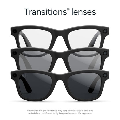 Meta Ray-Ban (Gen 2) Wayfarer Large Smart AI Glasses, Black, Transitions®