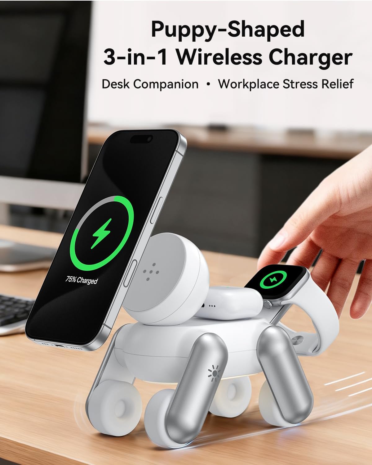 3 in 1 Charging Station for Apple Devices, Magnetic Wireless Fast Charger Stand Compatible with Magsafe for Iphone 17/16/15/14/13/12/Air Series, Apple Watch & Airpods