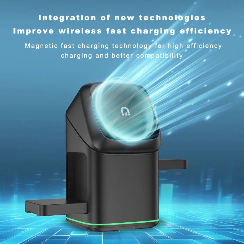 New Product Qi2 3-In-1 Magnetic Wireless Charger Touch Electric Rotation 15W for for with Earphone Use