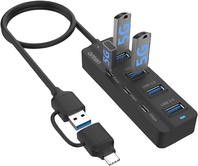 USB-C 7-Port Hub with USB-A & USB-C High-Speed Data Adapter