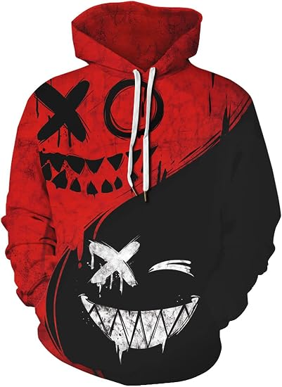 Red & Black Graphic Unisex Pullover Hoodie